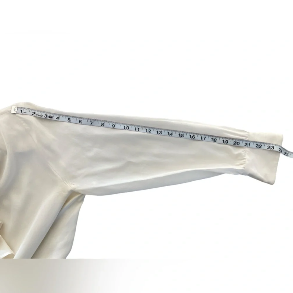 Tess 100% buttery soft silk cream colored ruffled shirt, Sz 14 - Picture 6 of 9